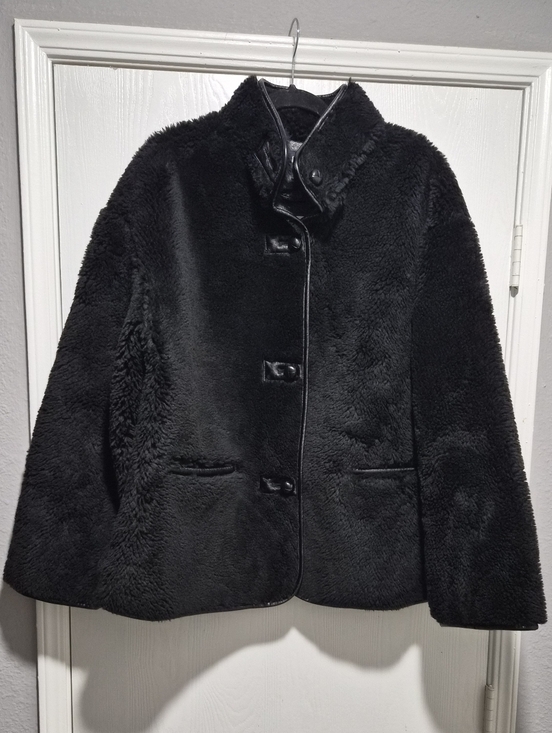 GAP Womens Nwt Recycled Black Sherpa & Vegan Leather Trim Jacket Sz L - Picture 3 of 10